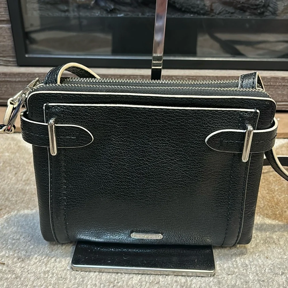 RALPH LAUREN Black with white Crossbody. long straps, multiple compartments - Picture 2 of 9